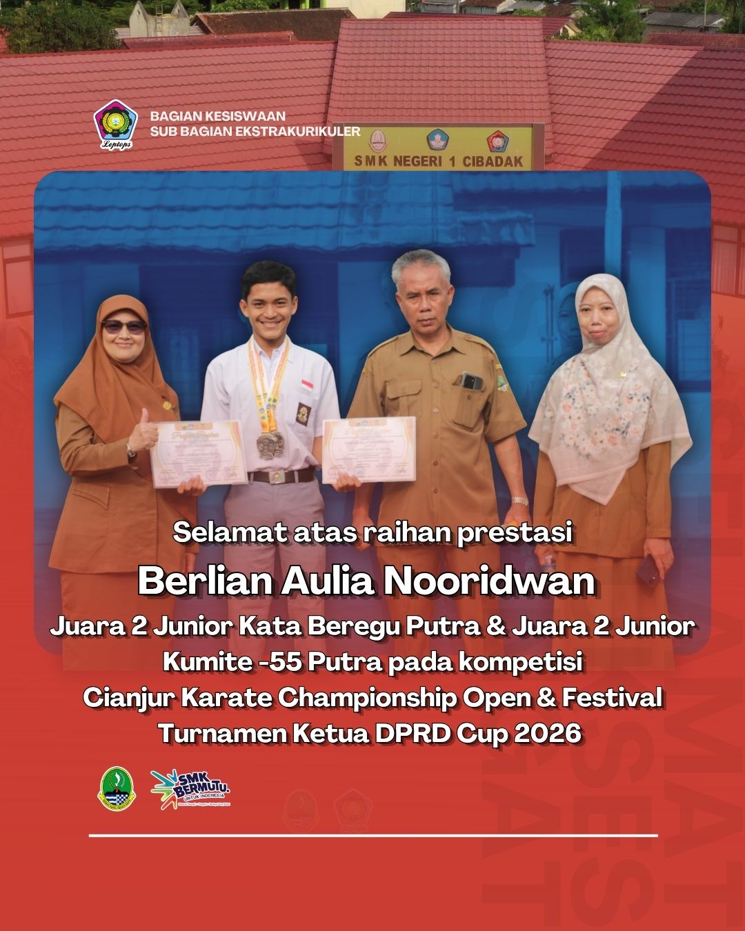 Banggakan Sekolah, Murid SMKN 1 Cibadak Sabet Dua Perak di Cianjur Karate Championship Open 2026